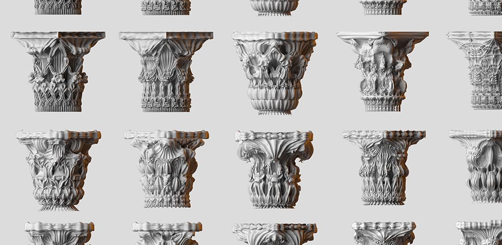 La page web du projet de colonnes pour le Read Street Building, sur le site web de Michael Hansmeyer.